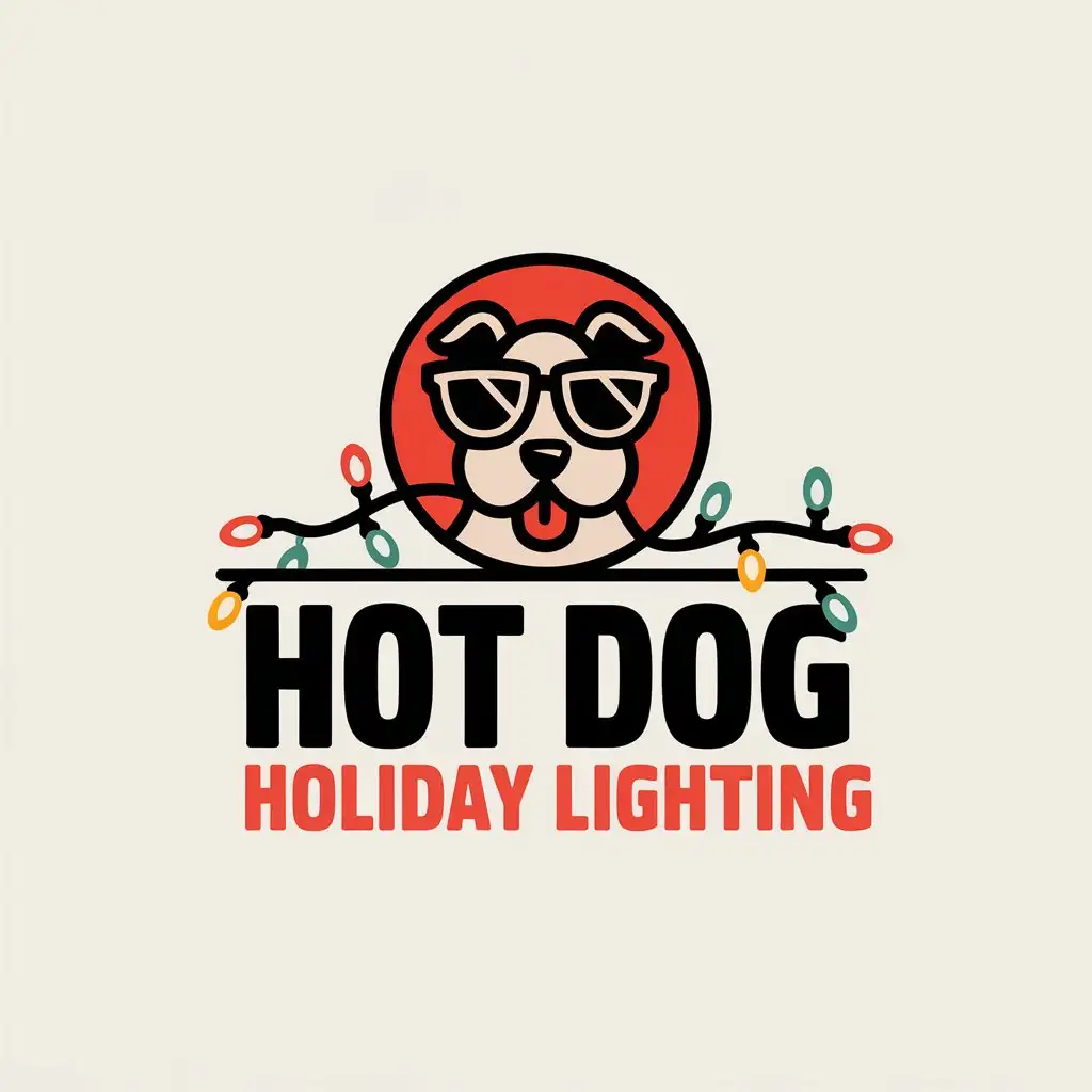 LOGO Design for Hot Dog Holiday Lighting Dog with Sunglasses Christmas Lights and Clear Background Theme