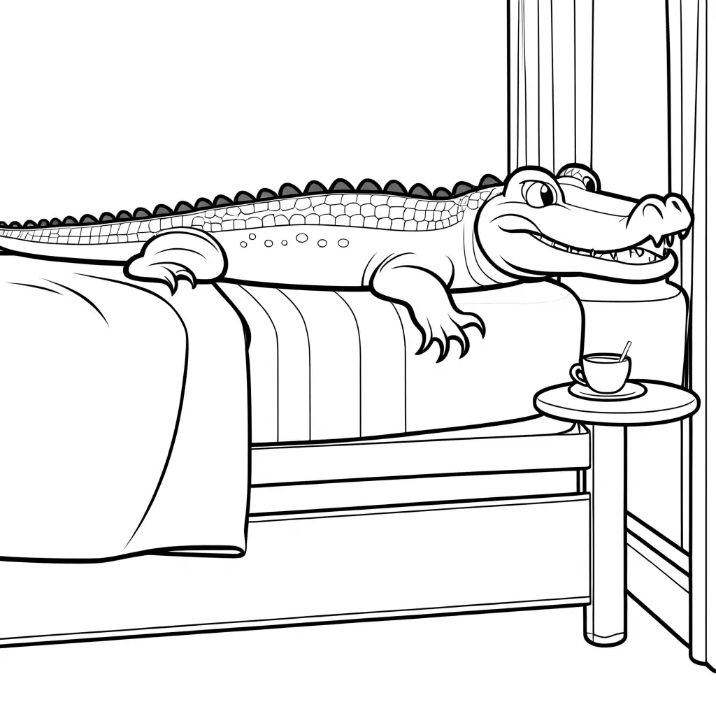 Crocodile-Relaxing-in-Bed-Coloring-Page-for-Kids