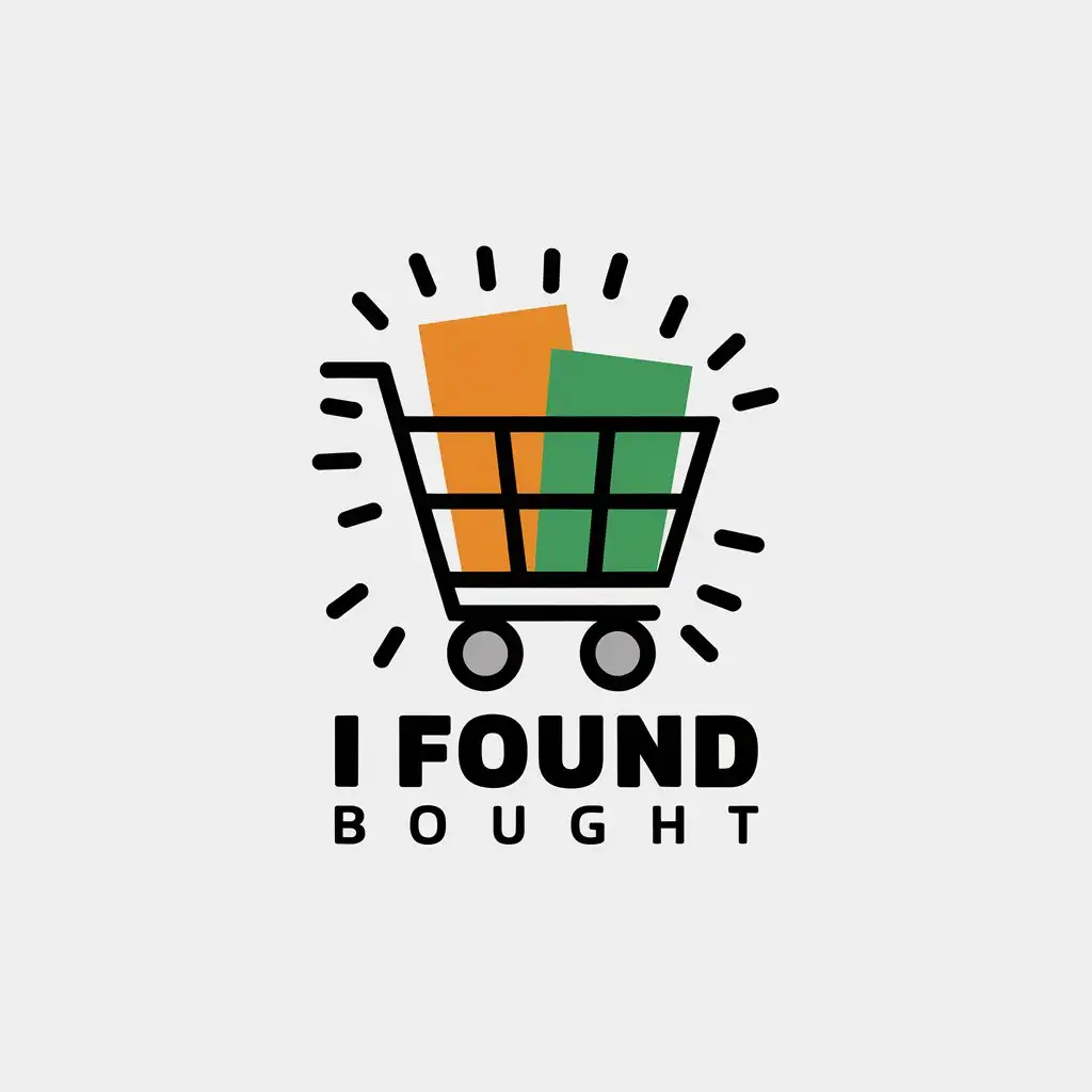 LOGO-Design-for-I-Found-Bought-Vector-with-Carrinho-Symbol-on-Clear-Background