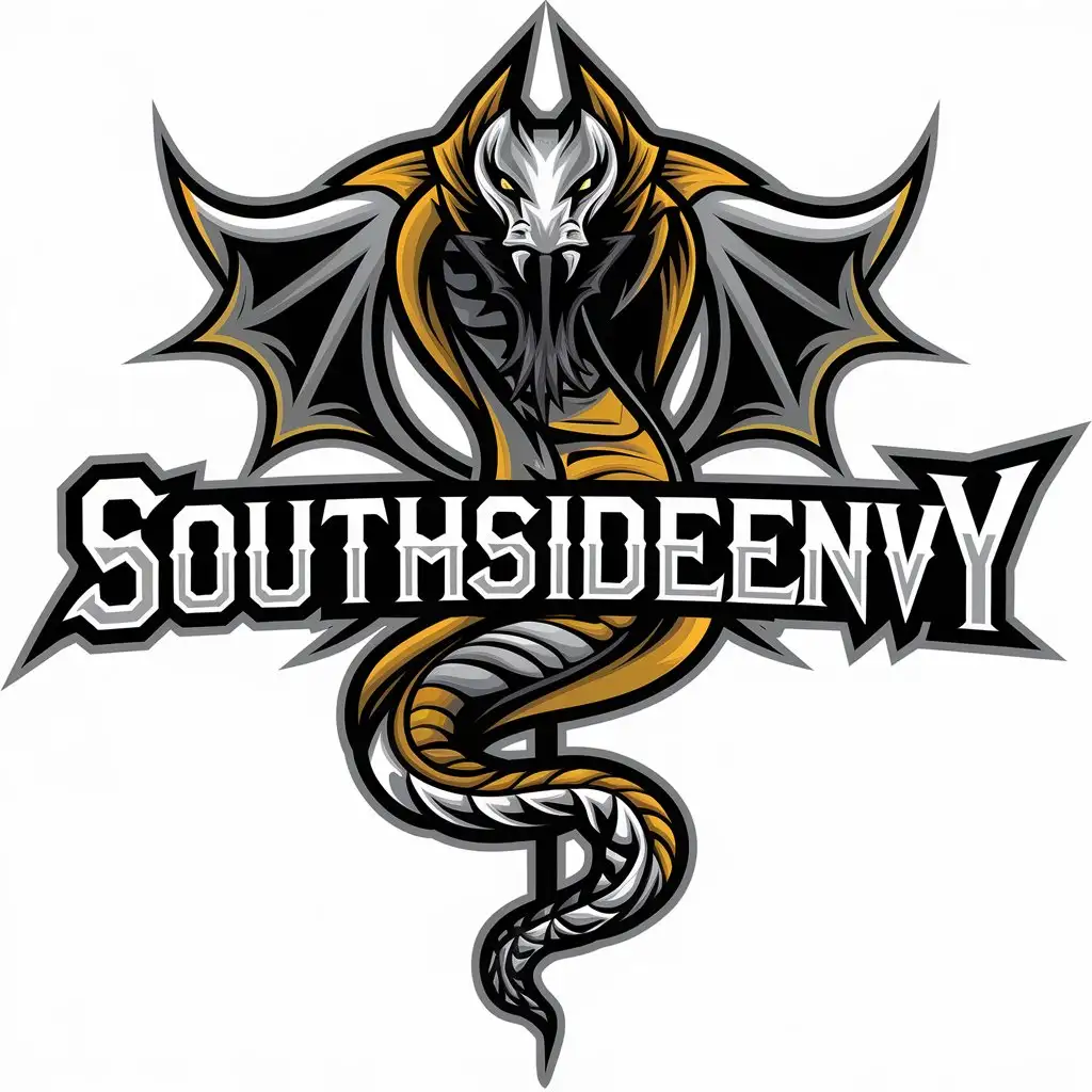 LOGO Design for Southsideenvy Gothic Gold and Silver Viper with Complex Details and Clear Background