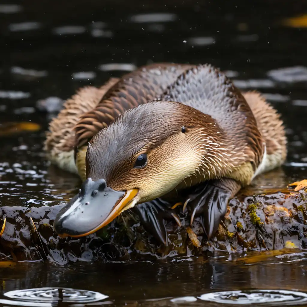 Playful DuckBilled Platypus in a Stream