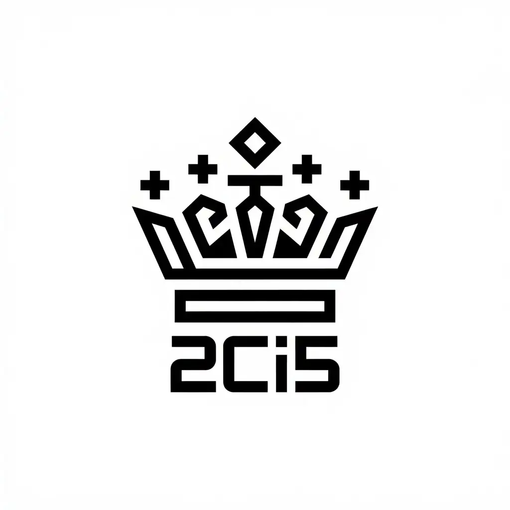 a vector logo design,with the text "2ci5", main symbol:Crown, mc diamond sword, black and white, stars,Moderate,be used in Internet industry,clear background