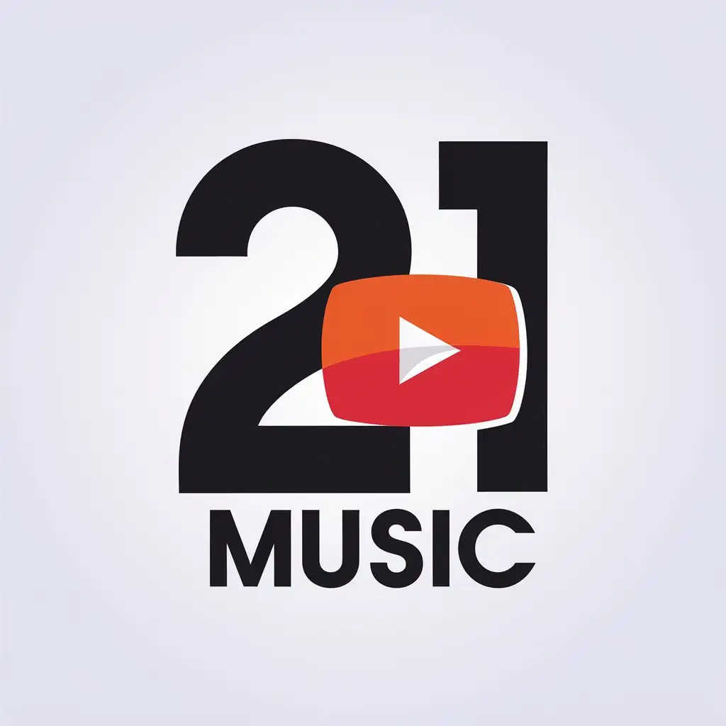 LOGO Design for 21 MUSIC Minimalistic Vector with YouTube Logo Inspiration for Internet Industry