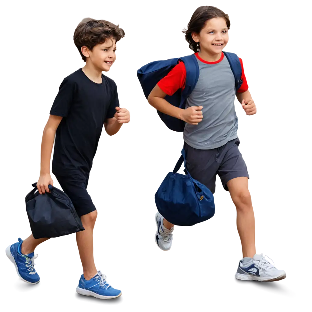 Two-Kids-Running-with-a-Bag-PNG-Image-HighQuality-and-Transparent-Background