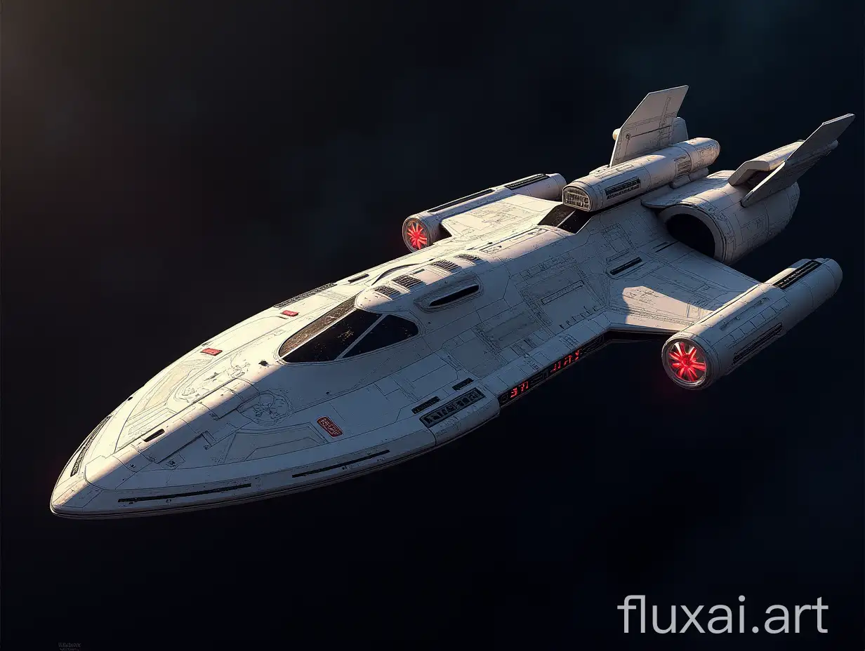 A spaceship. A mix of Star Trek and Battlestar Galactica