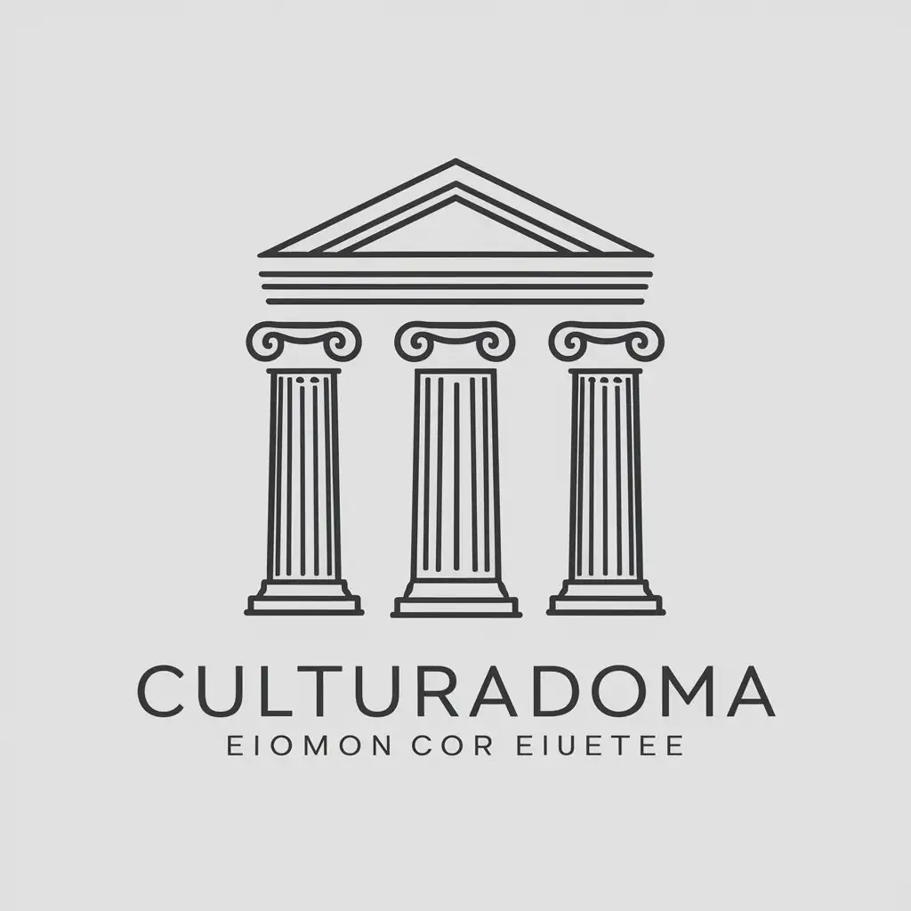 LOGO Design For CulturaDoma Minimalistic Vector Design with Ancient Columns and Decorative Gypsum Elements