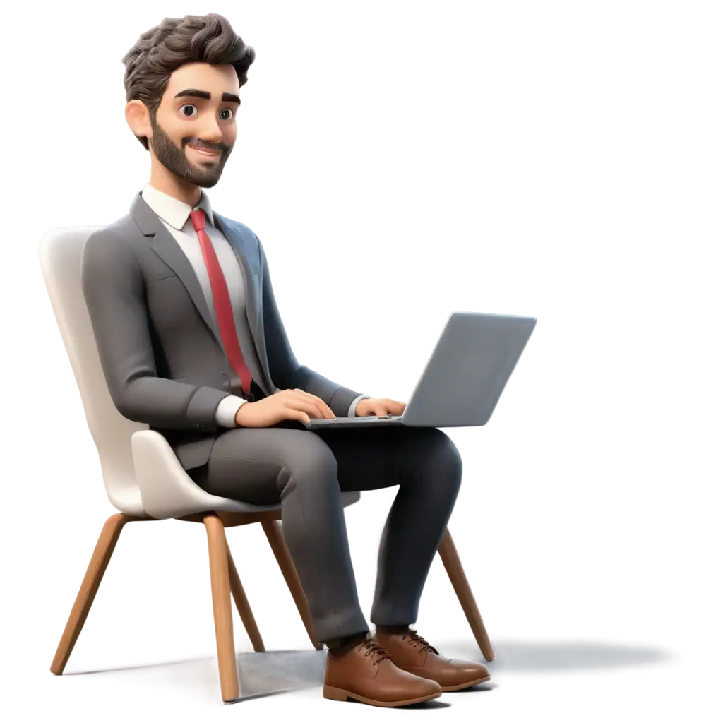 3D-Model-of-a-Man-with-a-Laptop-Sitting-on-a-Chair-HighQuality-PNG-Image-for-Versatile-Use