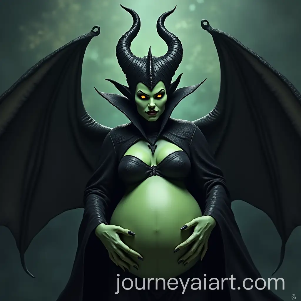 Maleficent-as-a-Dragon-with-Swollen-Belly-Frightened-Expression