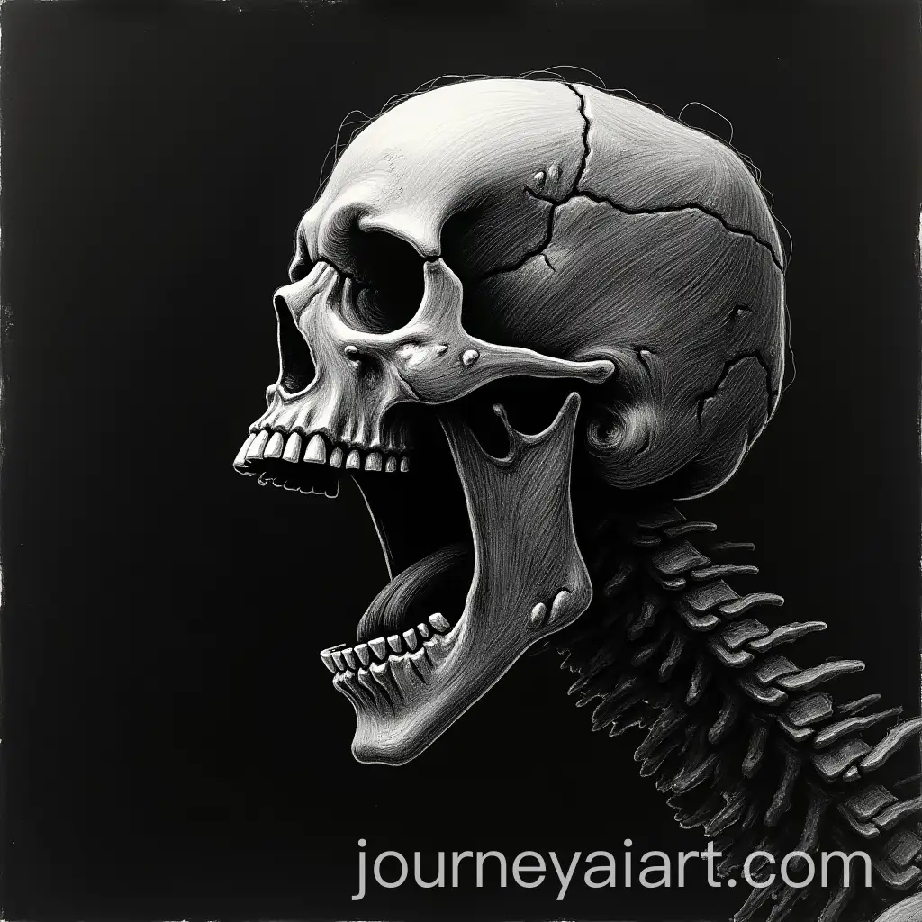 Eerie-Skeleton-Screaming-in-White-Pencil-Sketch-on-Black-Paper