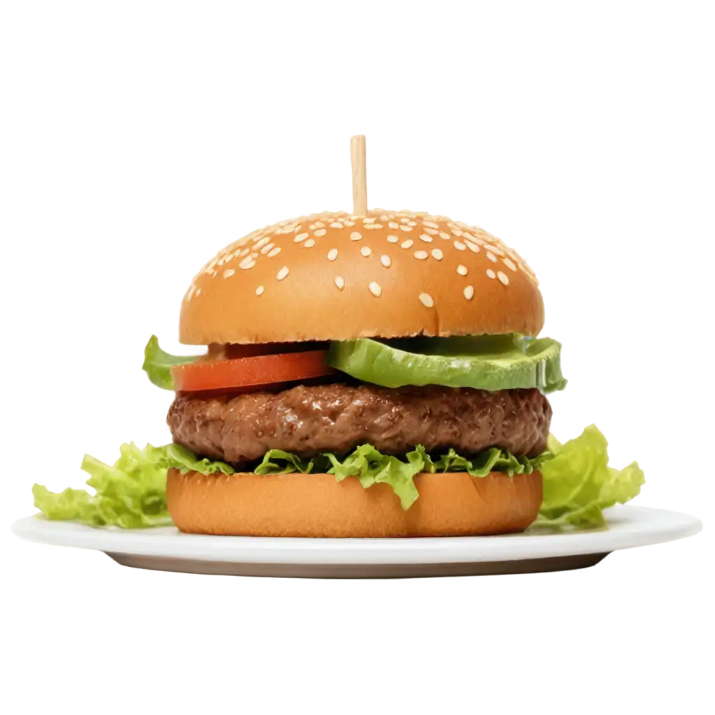 a burger that look so sweet with a nice green area around it