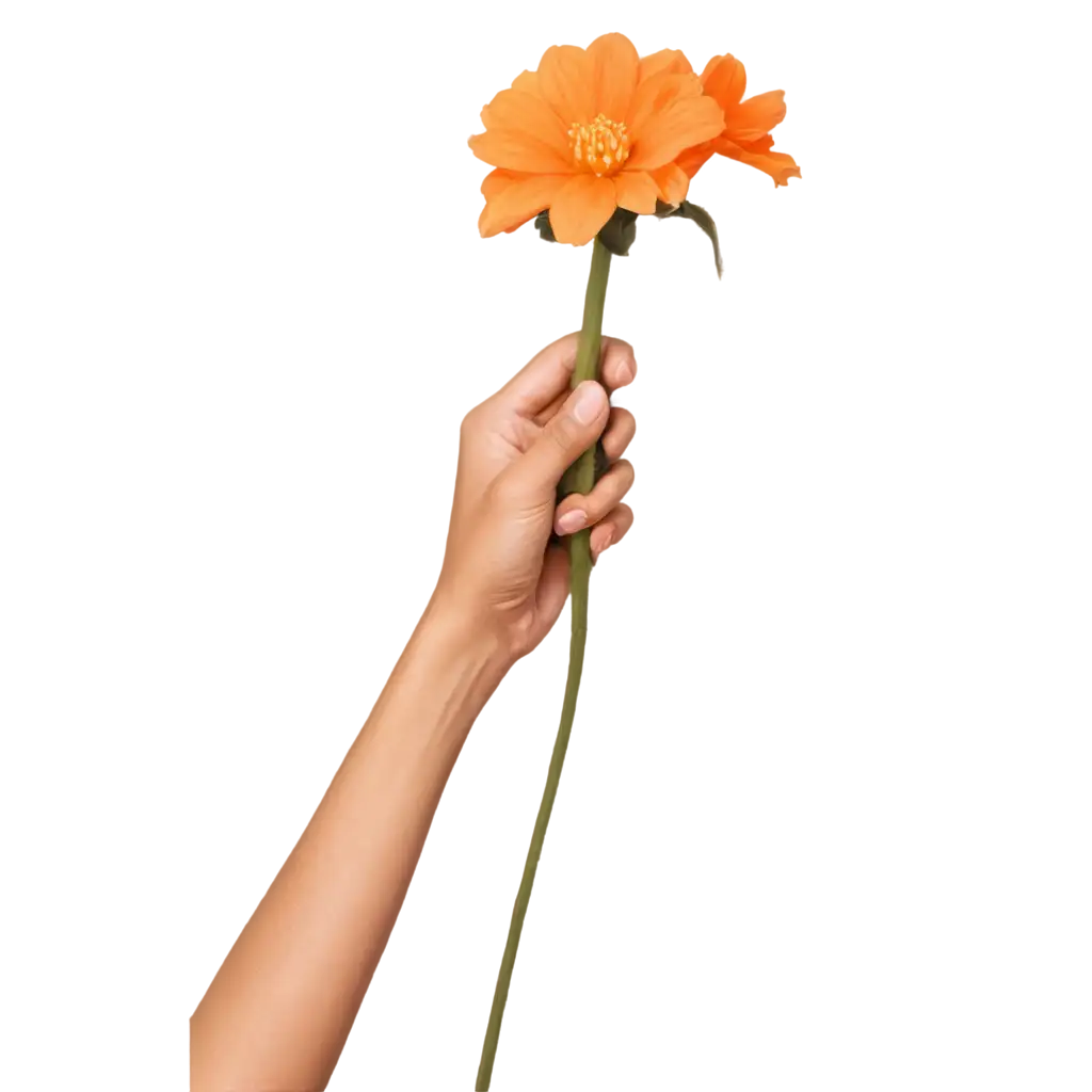 Hand-Holding-Orange-Flower-PNG-HighQuality-Transparent-Image-for-Creative-Projects