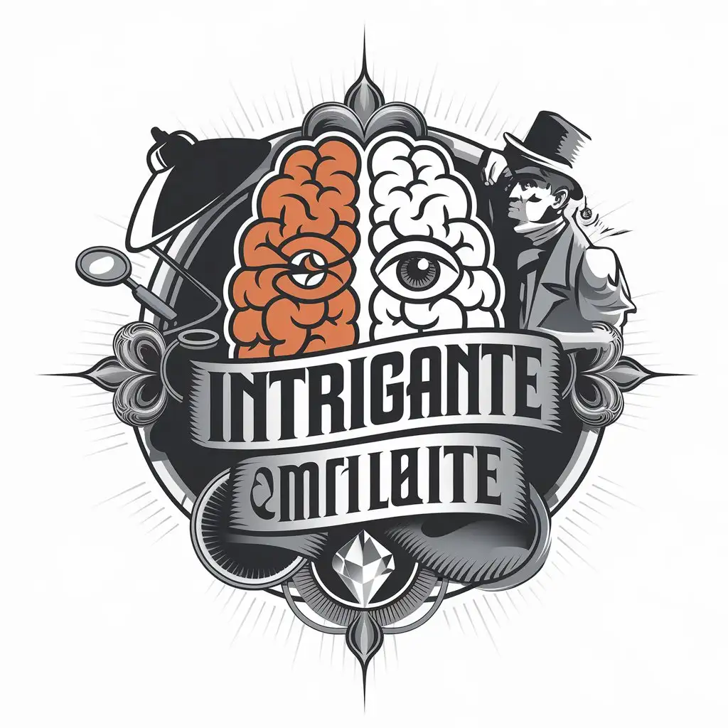 LOGO Design for Mente Intrigante Brain Eye Detective and Magic Crystal Elements for Entertainment