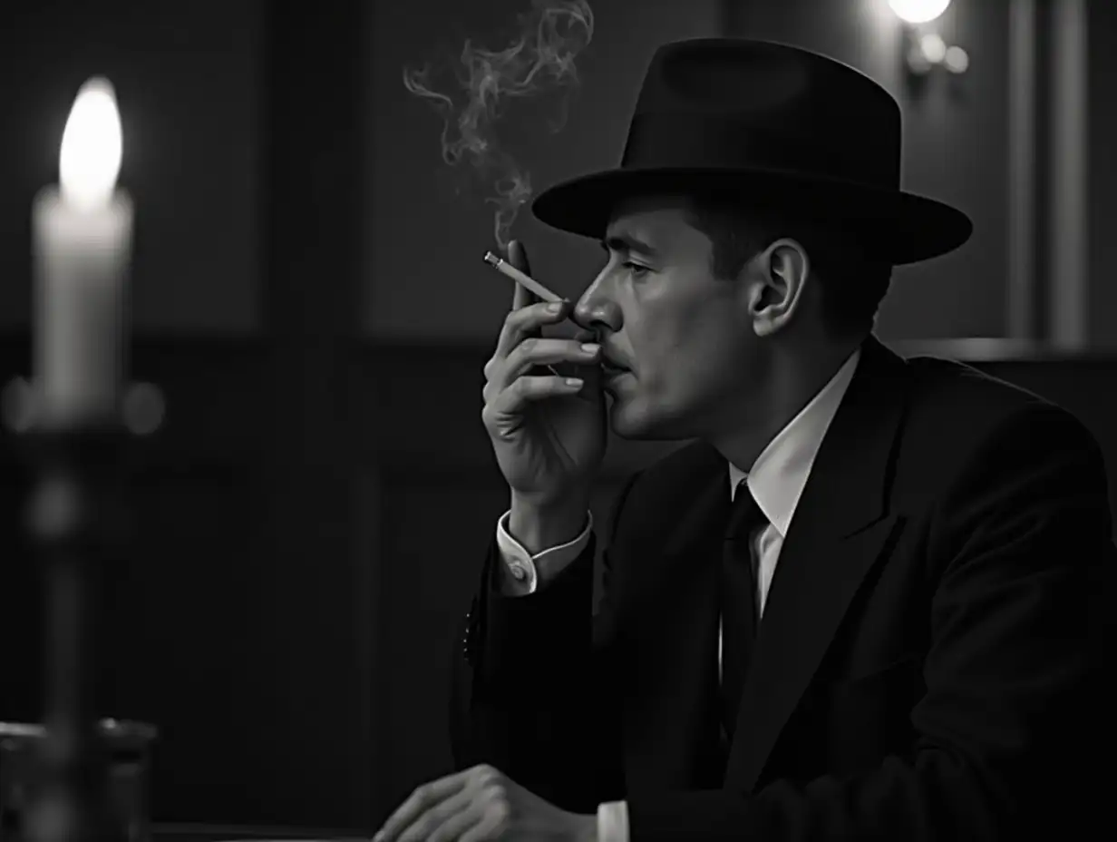 Man-in-1960s-Style-Caf-with-Cigarette-and-Candlelight-Black-and-White-Cinematic-Mood