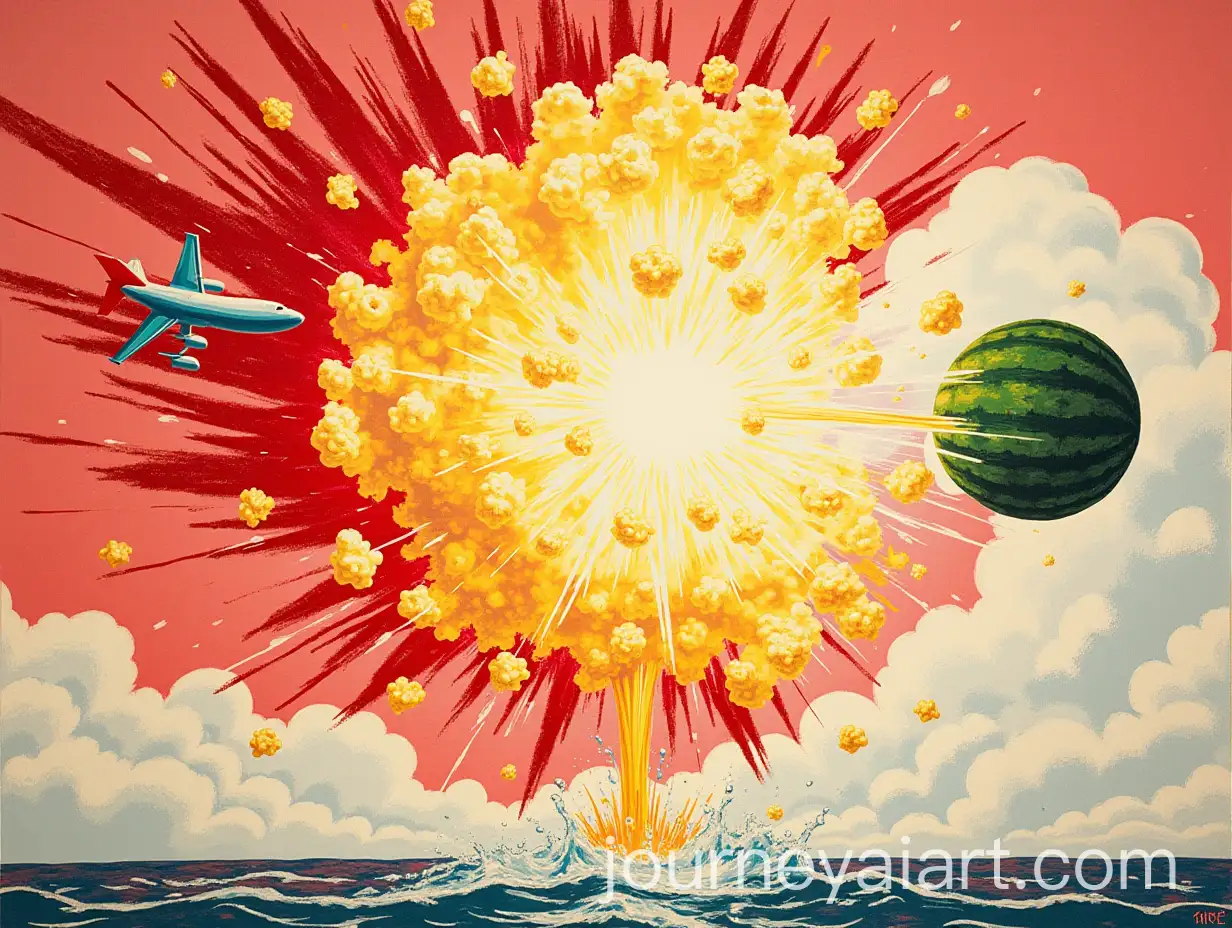 Pop-Art-Explosion-Atomic-Popcorn-and-Watermelon-Plane-by-James-Rosenquist
