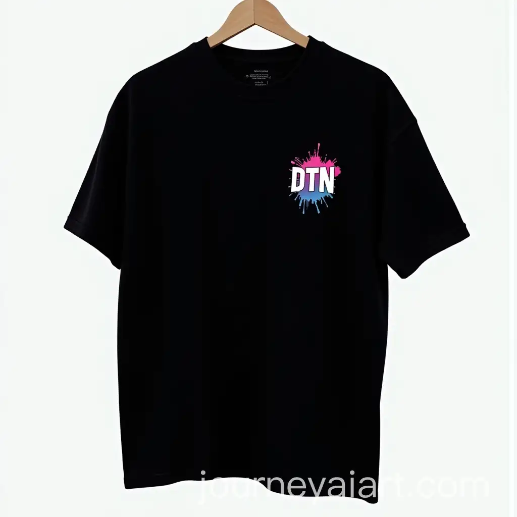 Minimalist-Black-Oversized-Shirt-for-Streetwear-Brand-DTN-with-Subtle-Pink-and-Blue-Paint-Splash