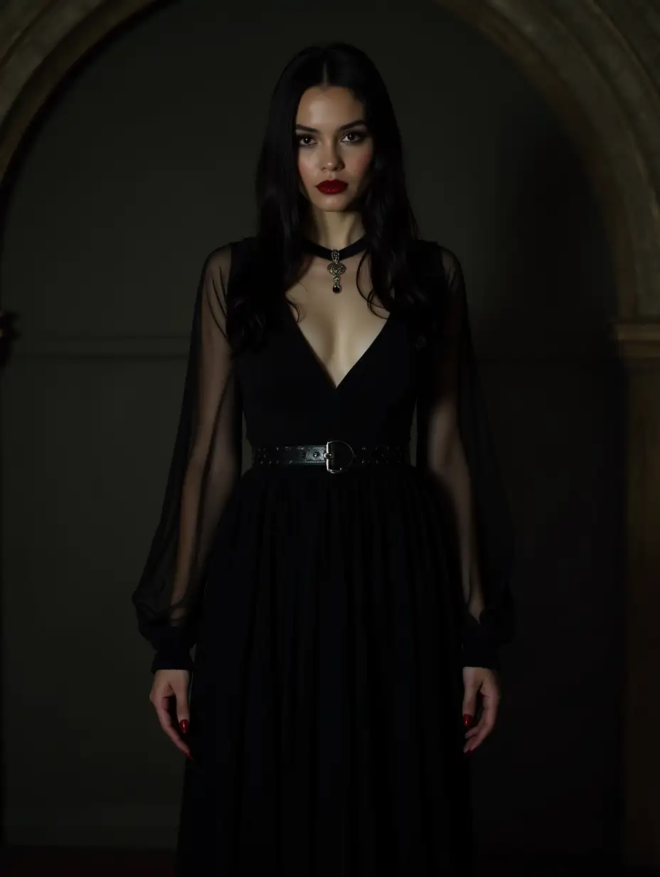 Young-Female-Primordial-Vampire-in-Gothic-Castle-with-RavenBlack-Hair-and-Crimson-Gown