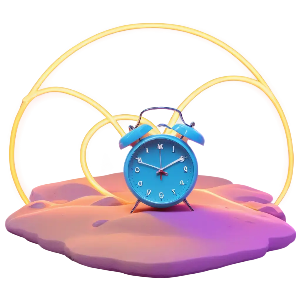 Surreal-Melting-Yellow-Alarm-Clock-PNG-in-a-Neon-Desert-Landscape-Futuristic-DaliInspired-Timepiece