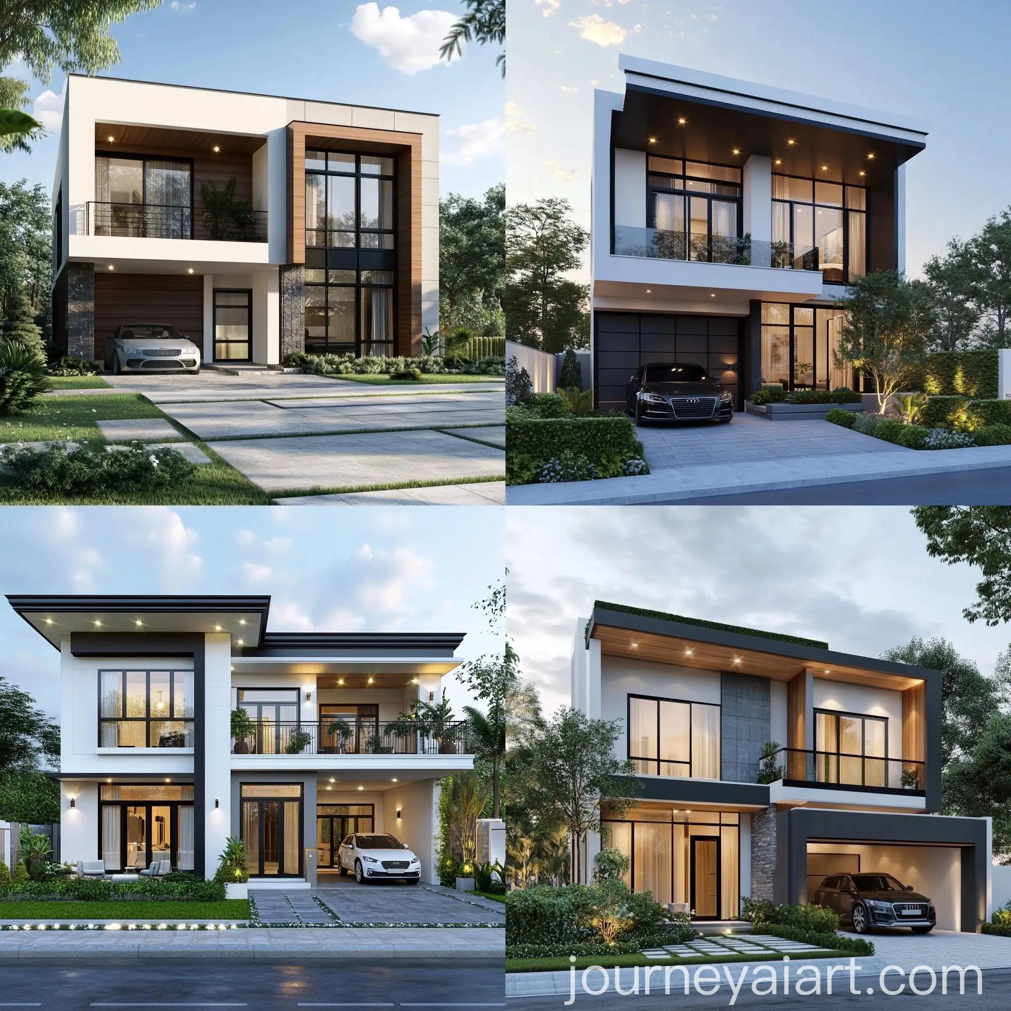 Modern-TwoStory-House-Design-with-French-Windows-and-Double-Garage