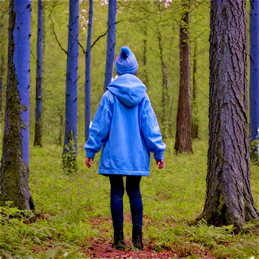 Enchanting-PNG-Image-of-a-Young-Person-Amidst-Blue-Trees-in-a-Forest