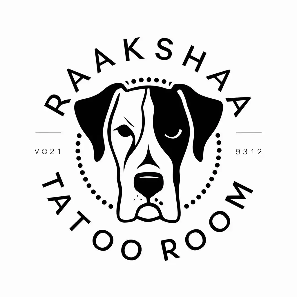 LOGO Design For RAKSHA Tattoo Room Elegant Great Dane Harlequin Design on Clear Background