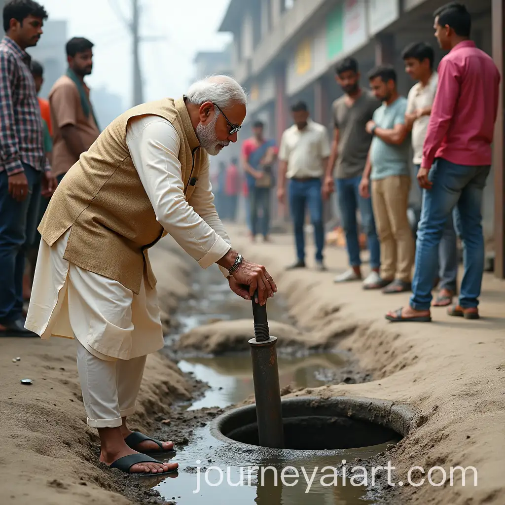 Narendra-Modi-Fixing-Gas-Leak-in-Urban-Area