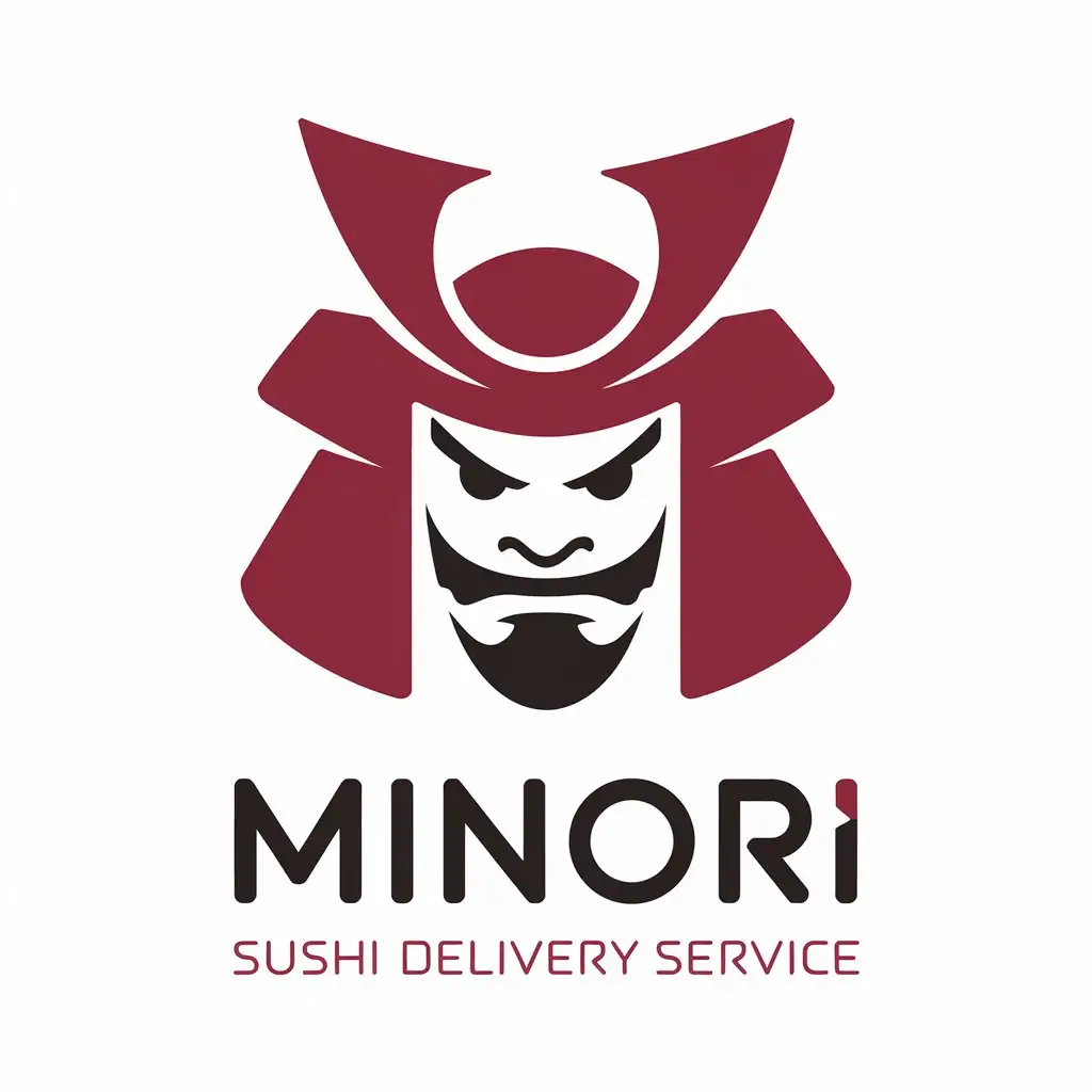 LOGO Design for Minori Samurai Face Shaped M Letter for Sushi Delivery