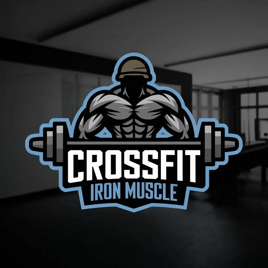 LOGO Design for CrossFit Iron Muscle Bold and Rugged with MilitaryInspired Elements