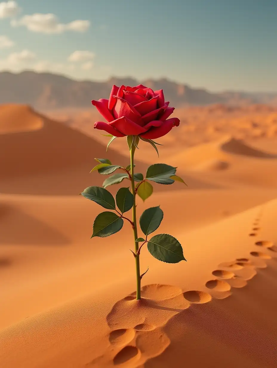 A rose in the middle of a hot desert