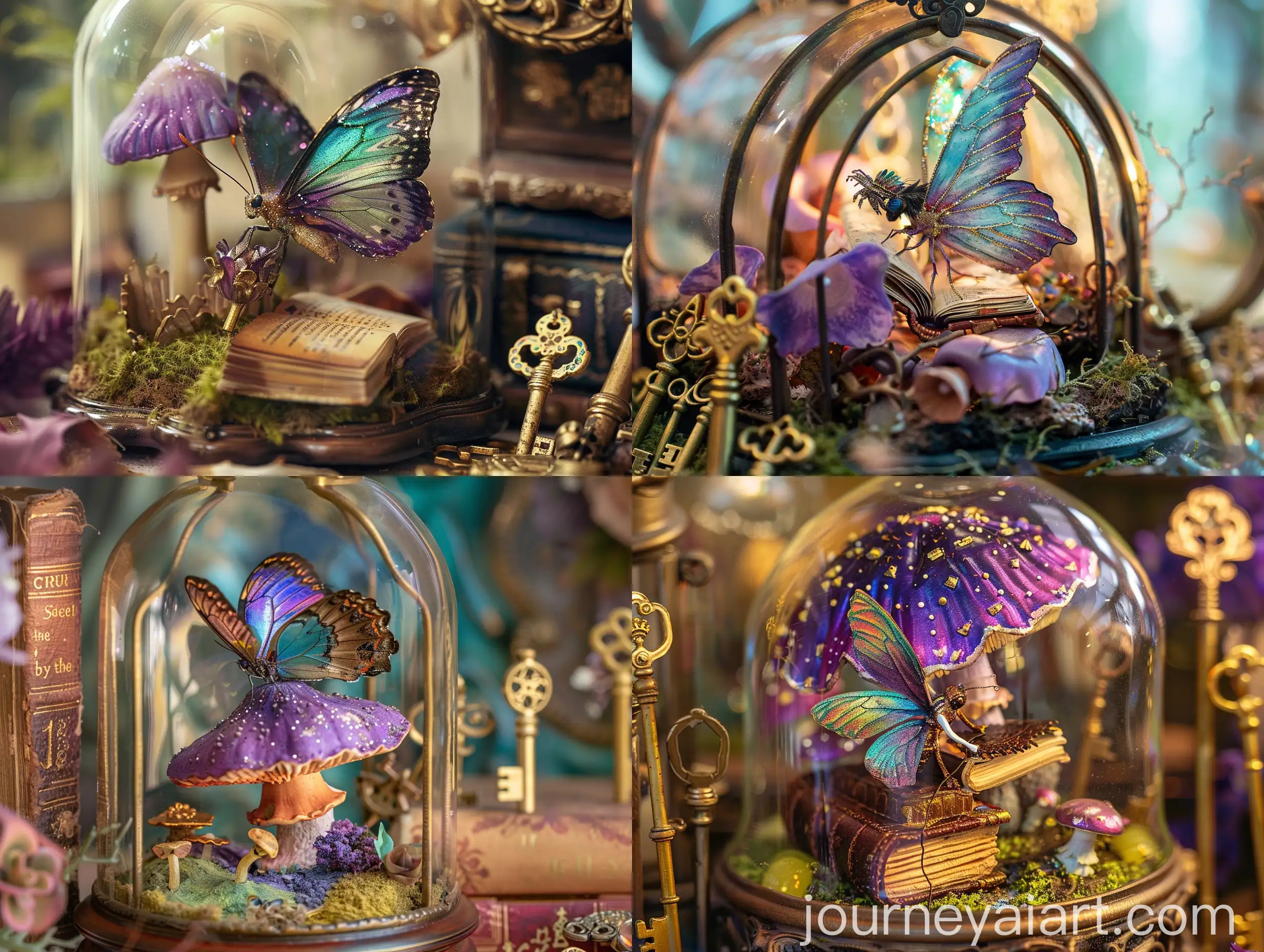 Magical-Fairy-Terrarium-with-Butterflywinged-Creature-and-Antique-Golden-Keys