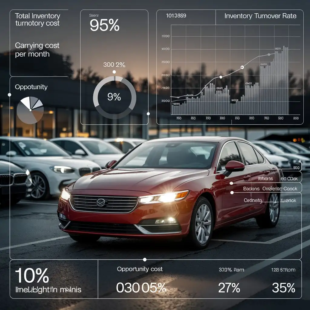 A visual showing a car sitting unsold or an infographic on inventory costs.