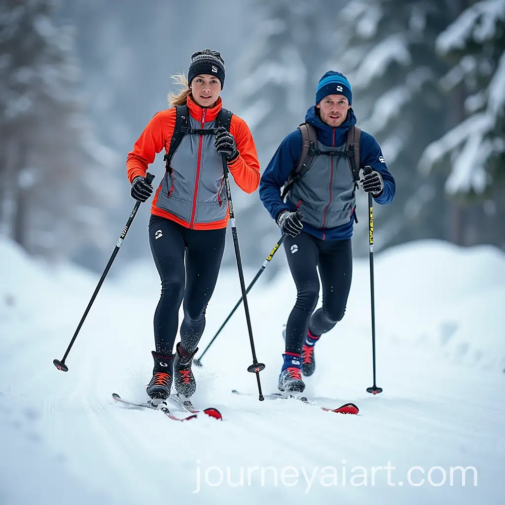 CrossCountryAI-Art-Prompt-Expansion-Skiing-Athletes-in-HighPerformance-Gear-on-SnowCovered-Landscape