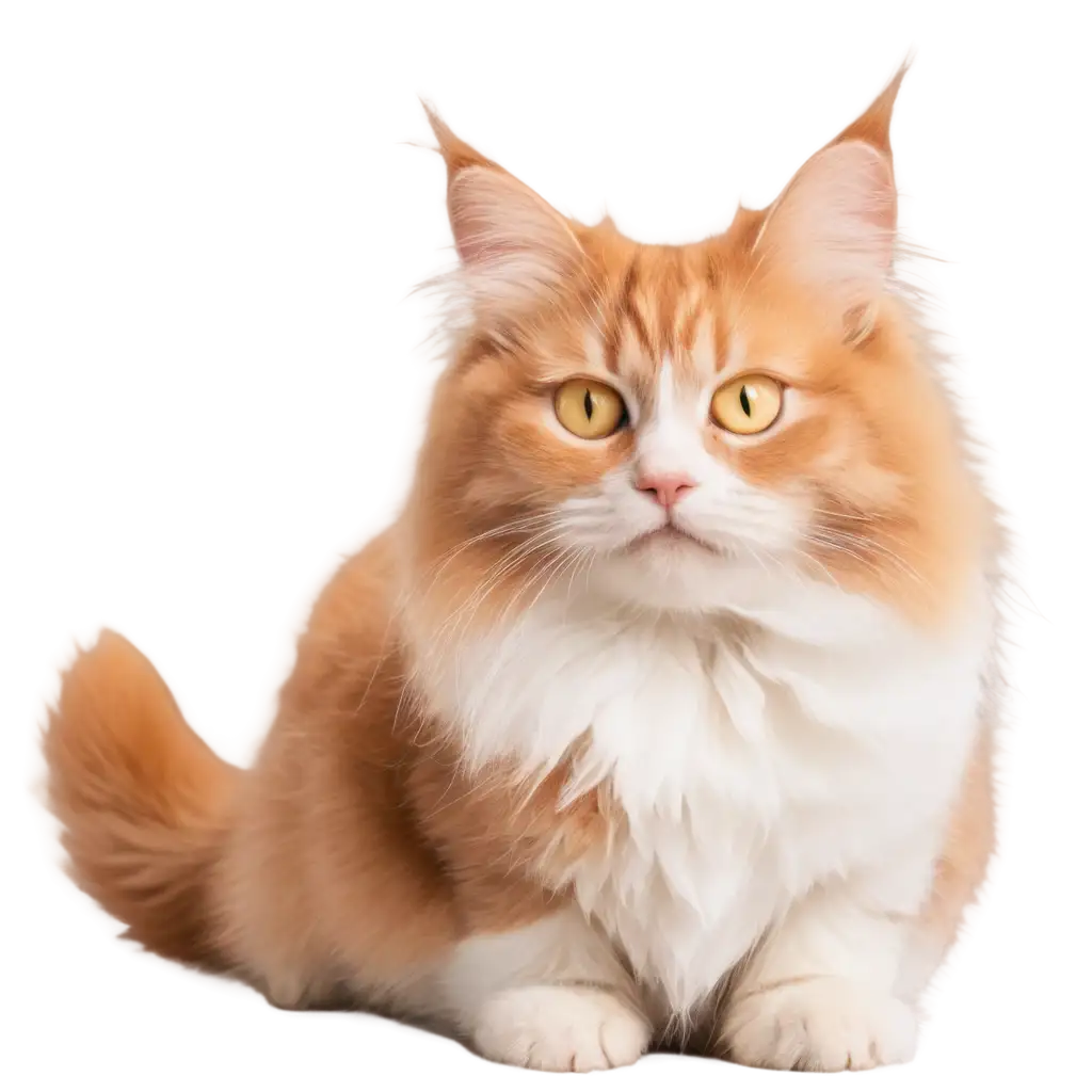 Ginger-and-White-Fluffy-Cat-with-Yellow-Eyes-HighPNG-Image-OptimizationQuality-PNG-Image-for-Versatile-Use