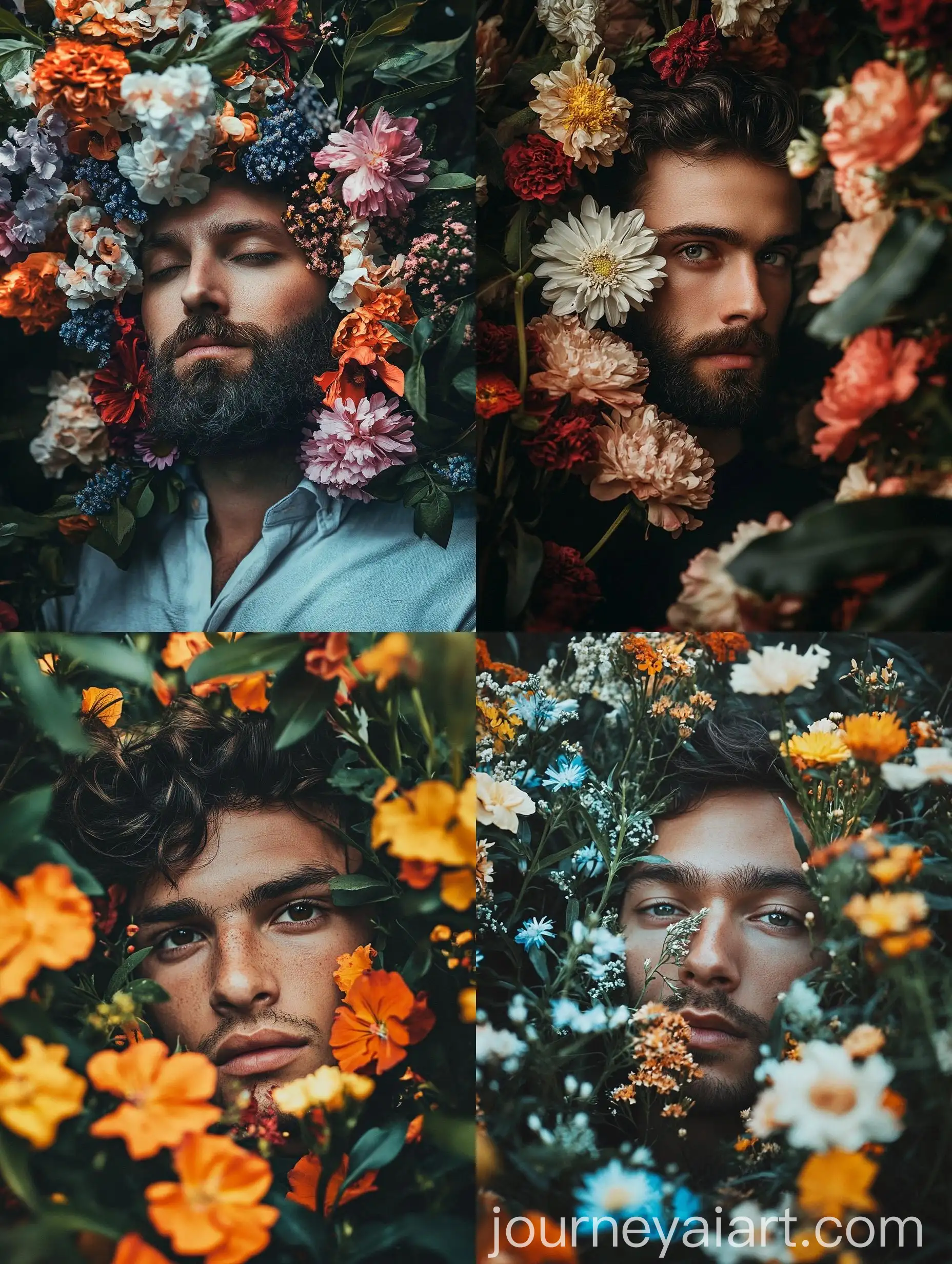 Man-with-Flowers-in-Creative-Photo-Composition