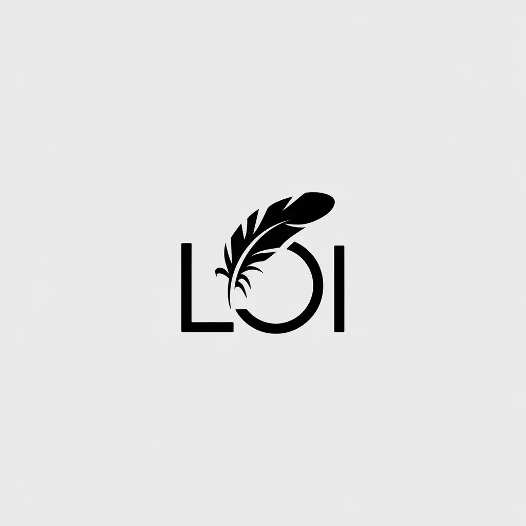 a vector logo design,with the text "LOI", main symbol:Feather,Minimalistic,be used in Others industry,clear background