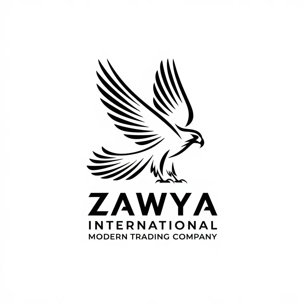 LOGO Design for ZAWYA Falcon Symbolizing Precision Speed Global Reach in International Trading