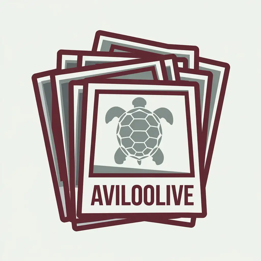 LOGO Design for AVILOOLIVE Red Polaroid Frames with Turtle Shell Pattern and Bold Typography