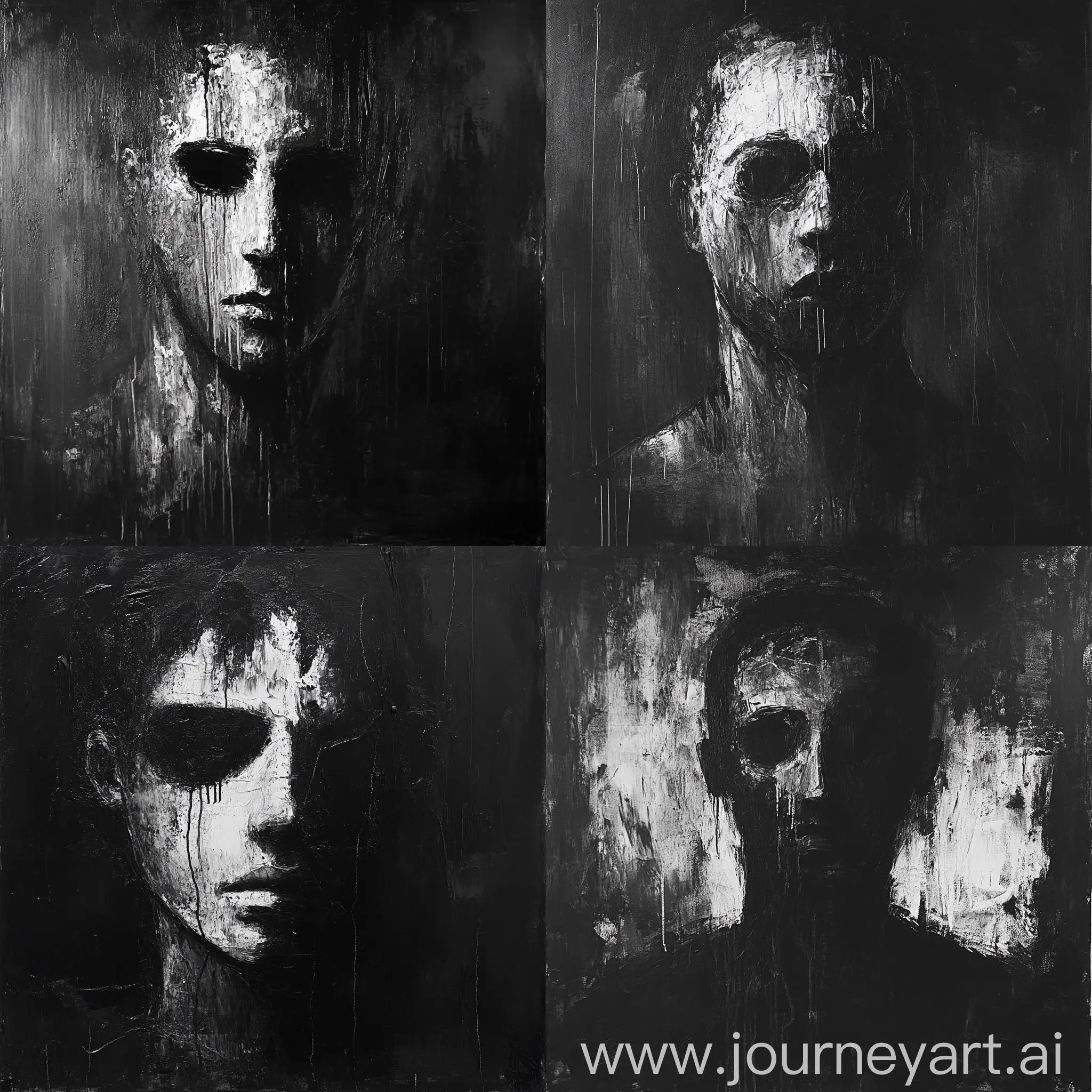 Eerie-Abstract-Portrait-in-Black-and-White-with-Distorted-Features