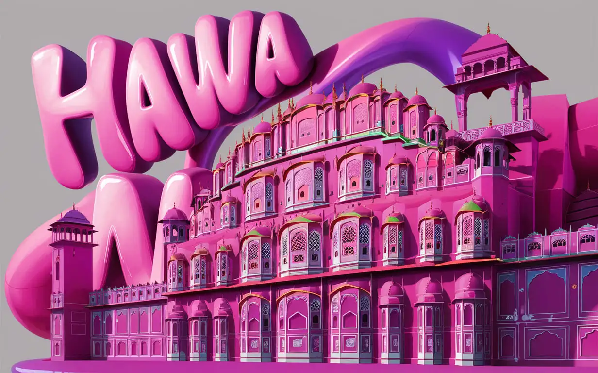 Whimsical-Hawa-Mahal-Jaipur-Artwork-in-Pink-and-Purple-Shades