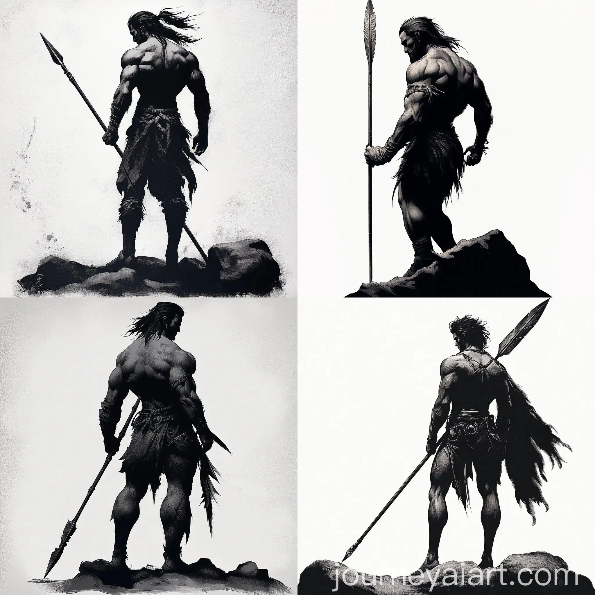 Silhouette-of-Warrior-with-Spear