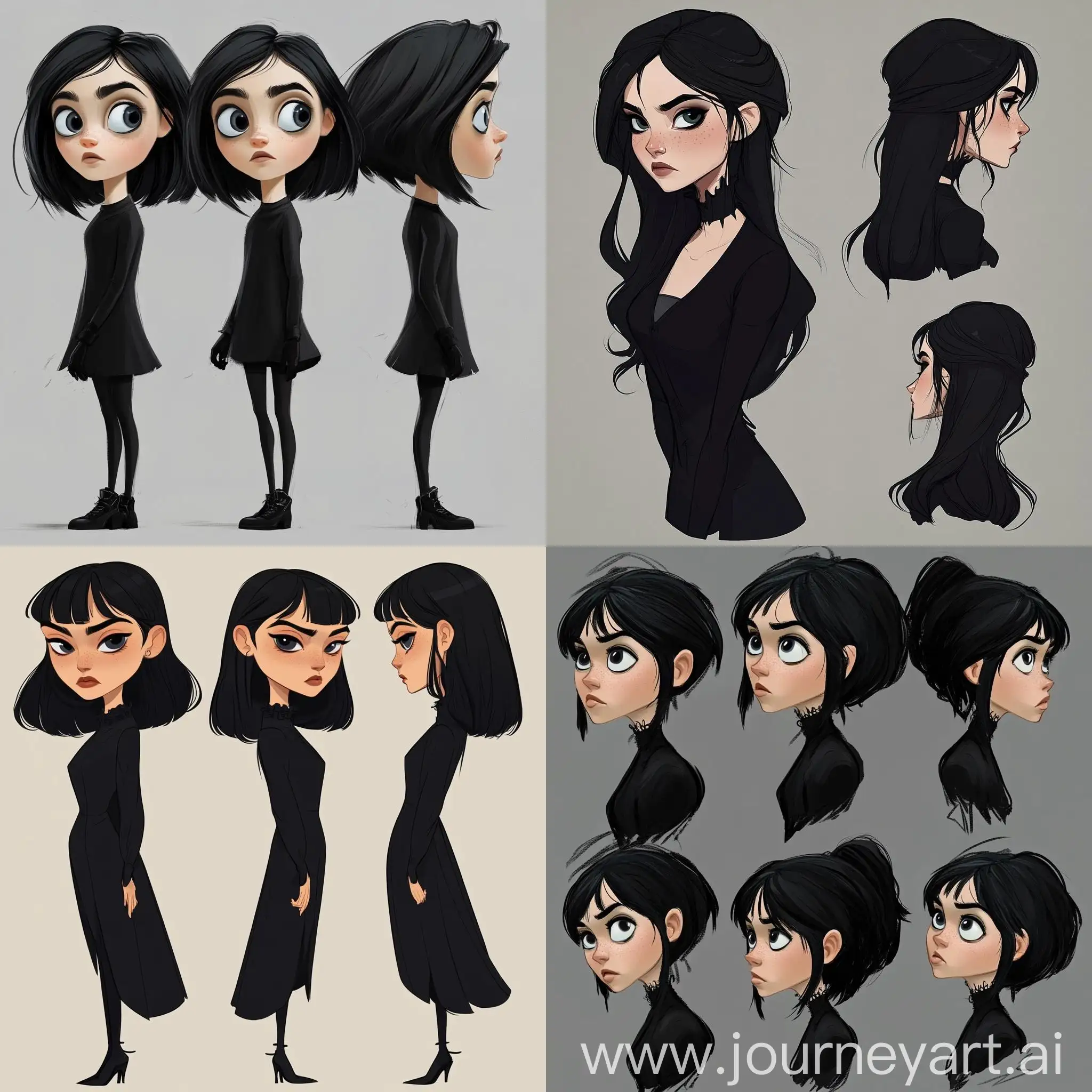 Stylized-Gothic-Girl-Character-Concept-Art-with-Black-Hair-and-Gloomy-Expression