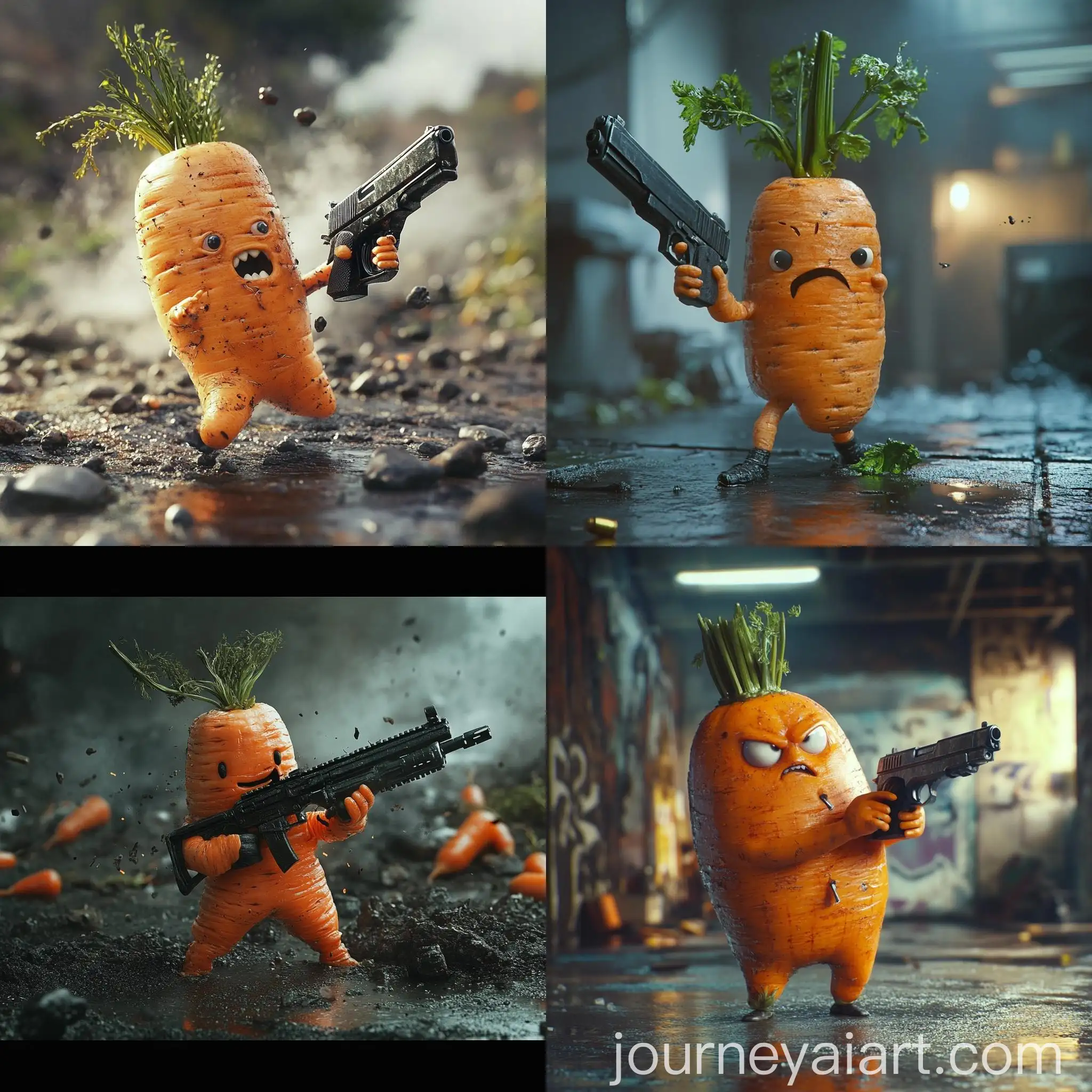 Hyperrealistic-Carrot-with-Gun-in-Cinematic-Battle-Scene