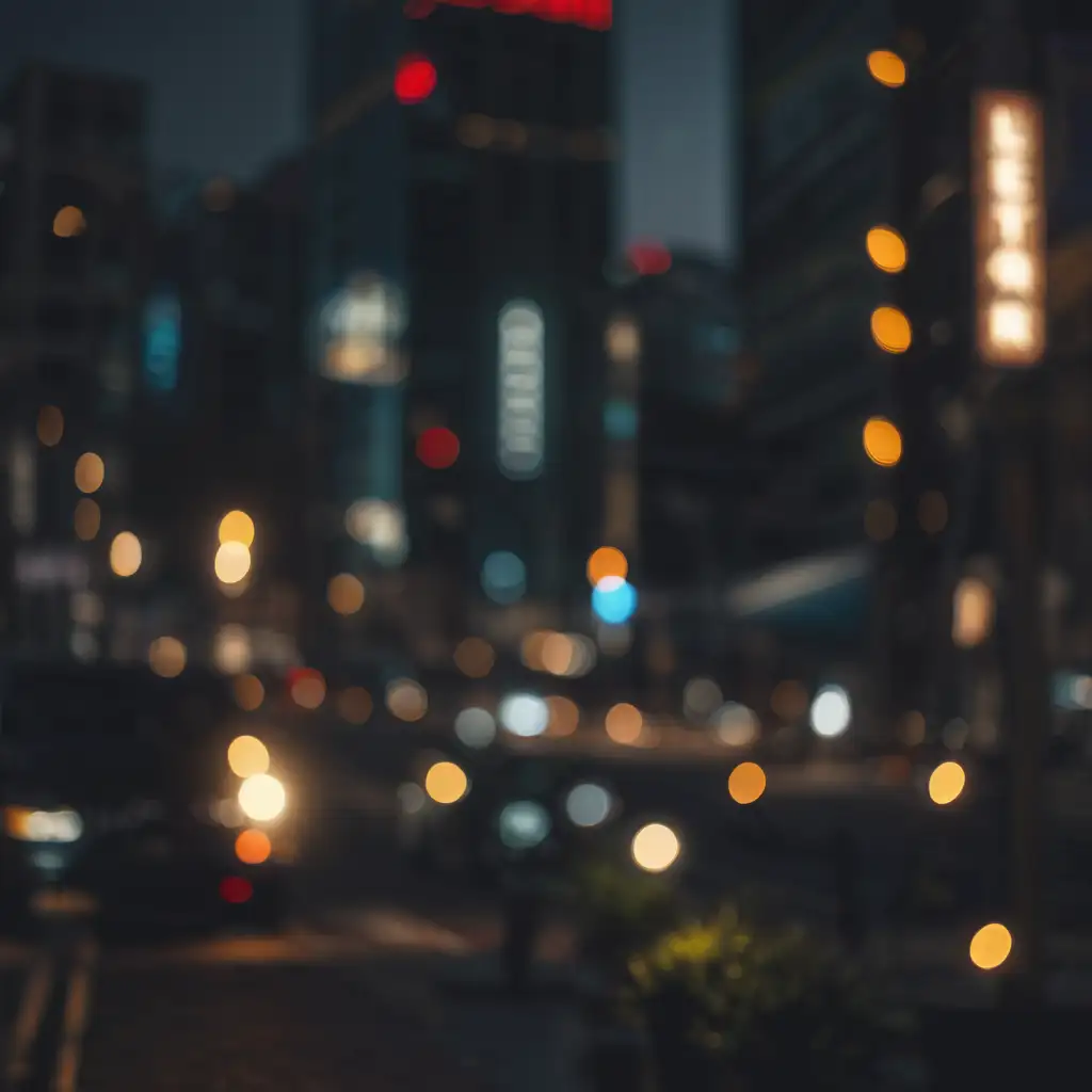 City Lights Bokeh Digital Background with Blurred Cityscape