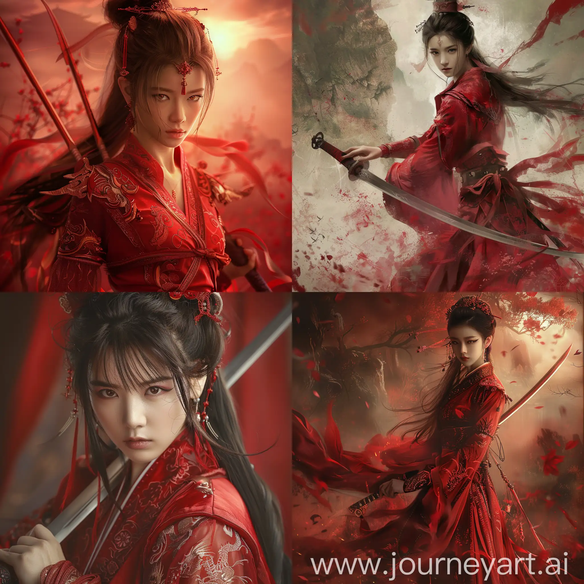 Chinese-Wuxia-Beauty-with-Weapons-in-Detailed-Red-Tone