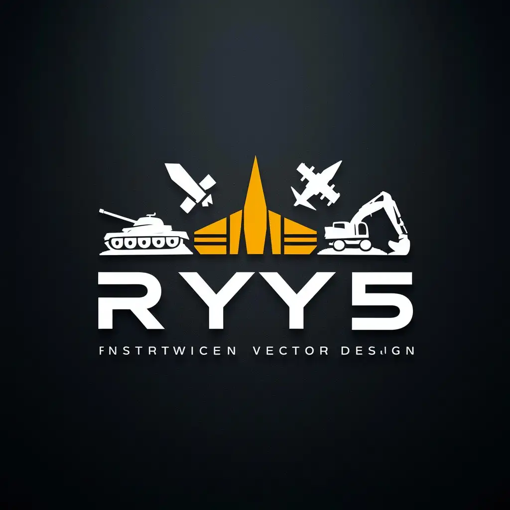 LOGO Design for RYY5 Tank Missile War Plane and Excavator Theme with Black Minimalistic Style