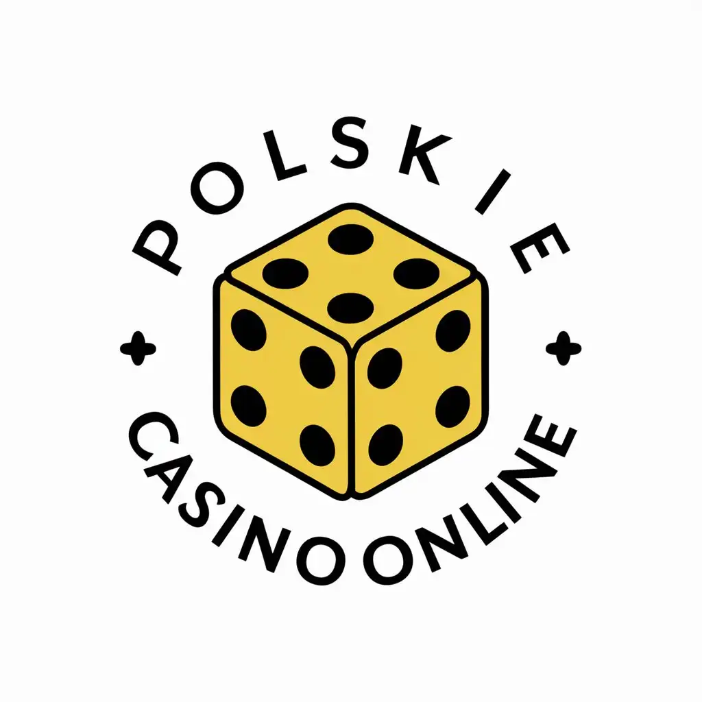 a vector logo design,with the text "PolskieCasinoOnline", main symbol:yellow dice,Moderate,be used in Entertainment industry,clear background