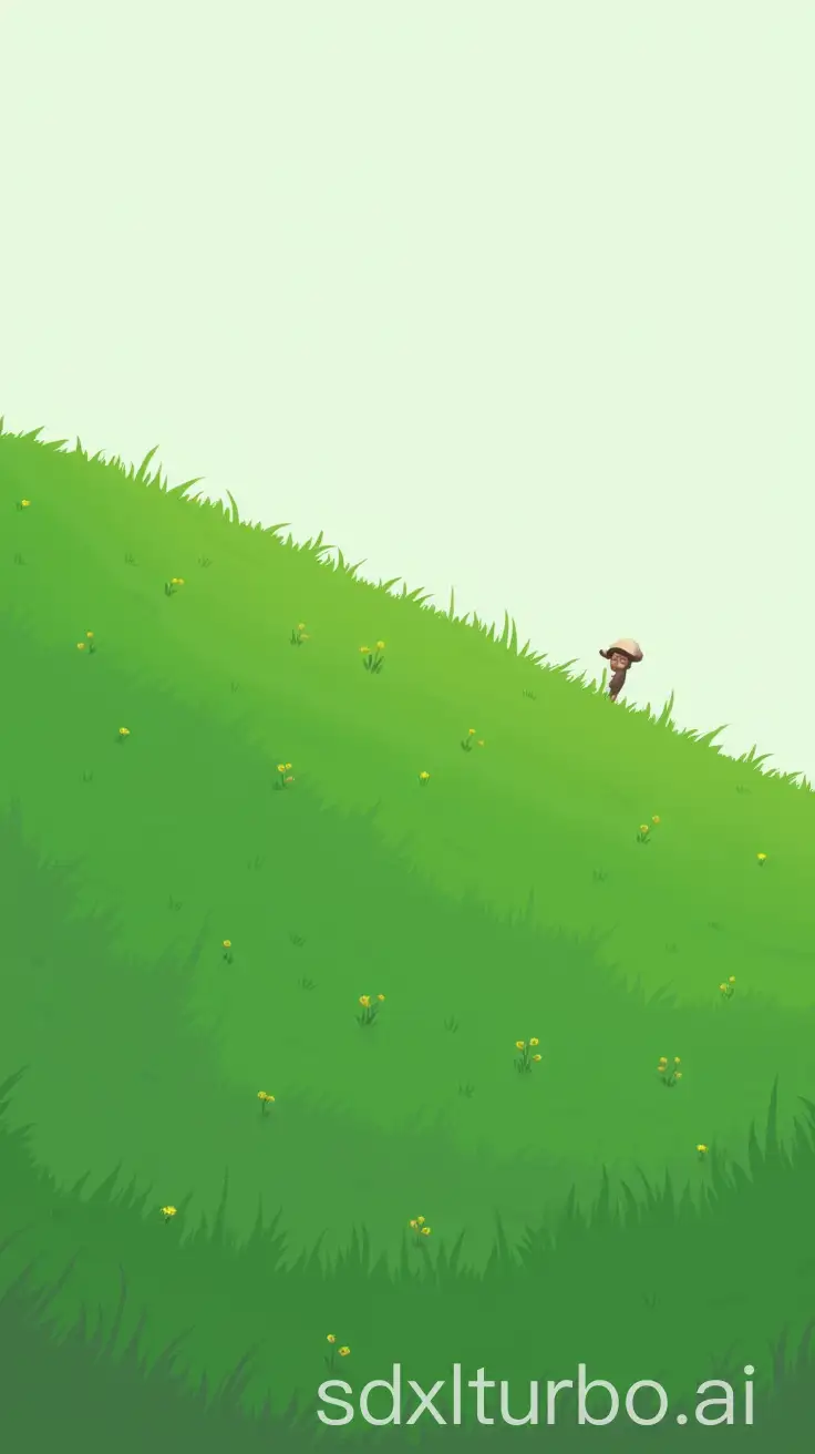 Stylized-Natural-Scenery-Illustration-with-Green-Grassland-and-Glowing-Yellow-Flowers