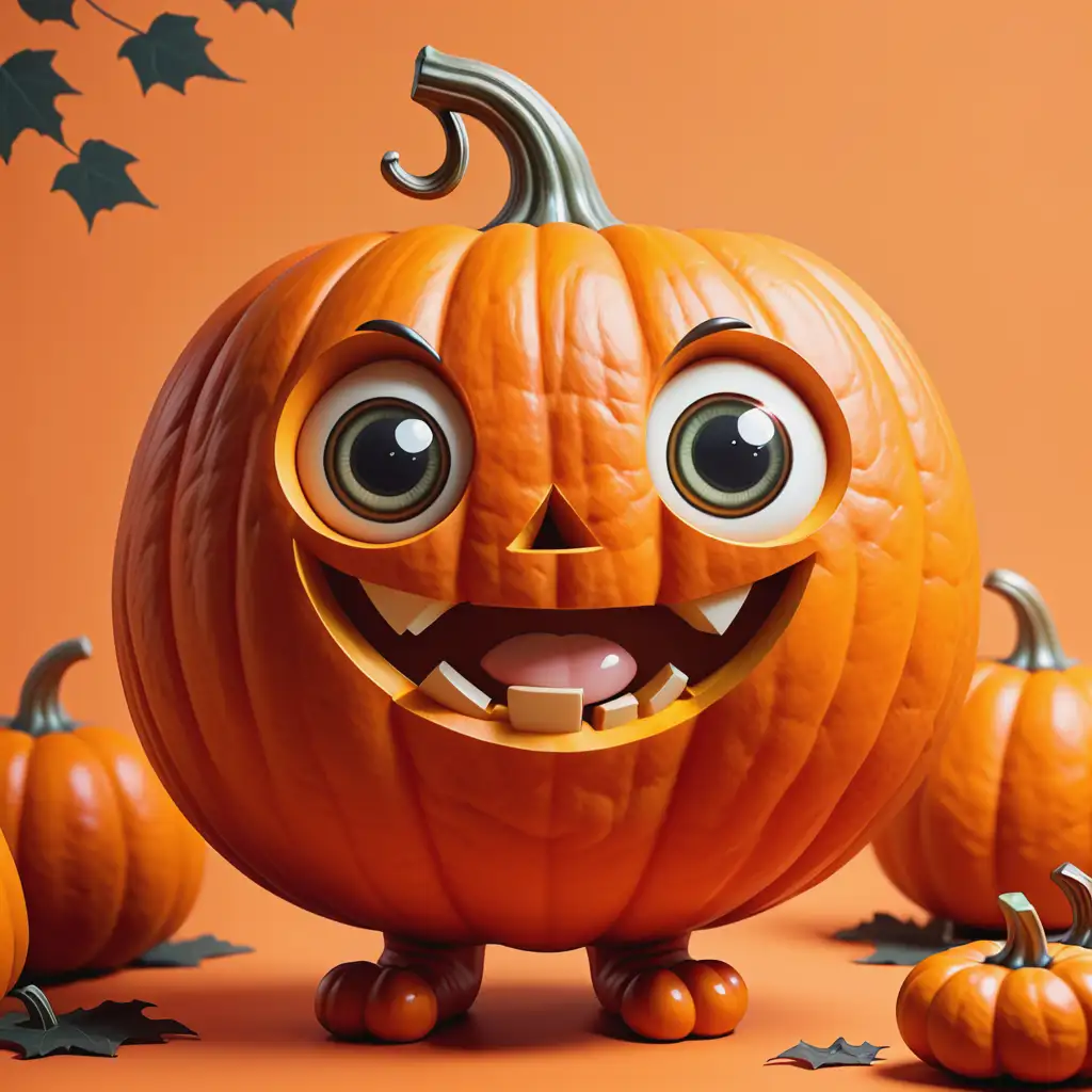 Playful Kawaii Style Funny Pumpkin with Sly Smile