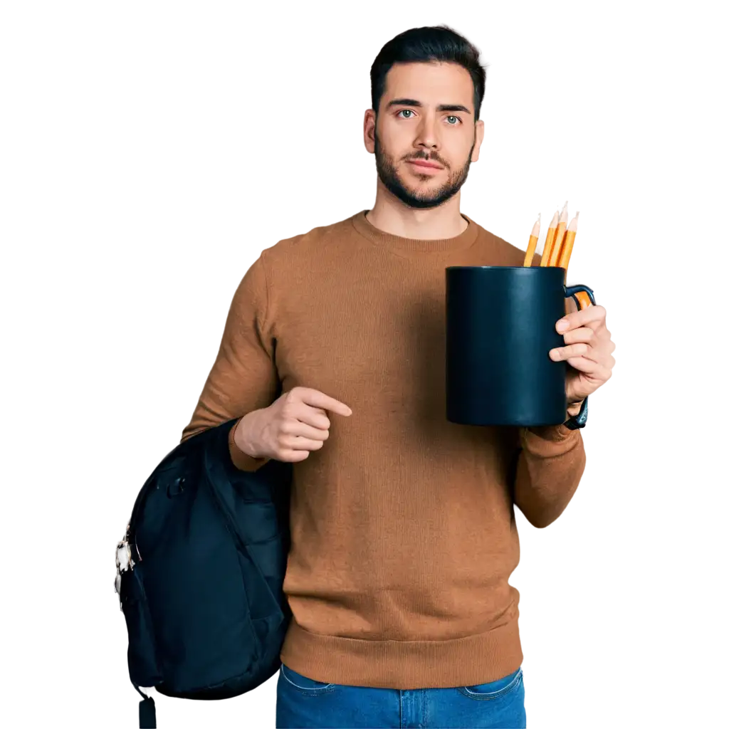 HighQuality-PNG-Image-of-a-Man-Holding-a-Black-Mug-with-Pencils-Inside