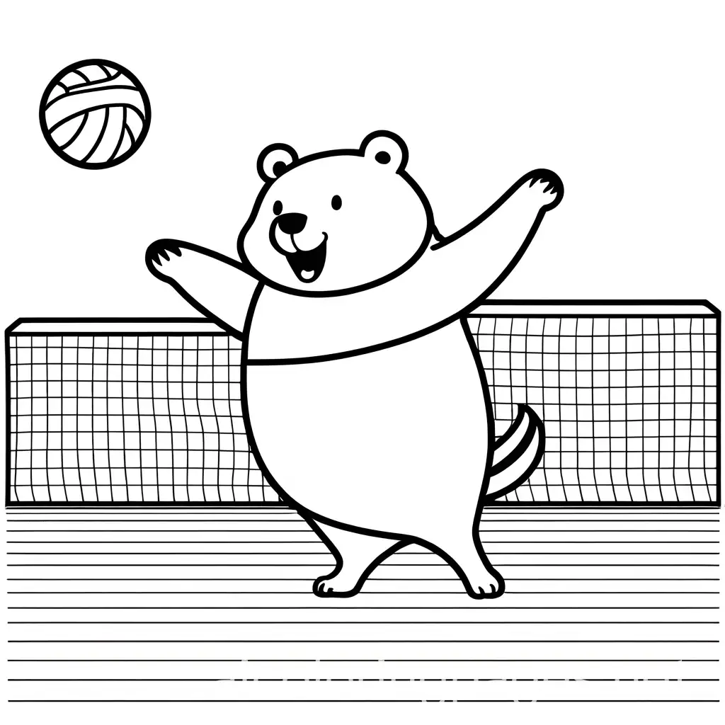 Friendly-Animal-Playing-Volleyball-Coloring-Page