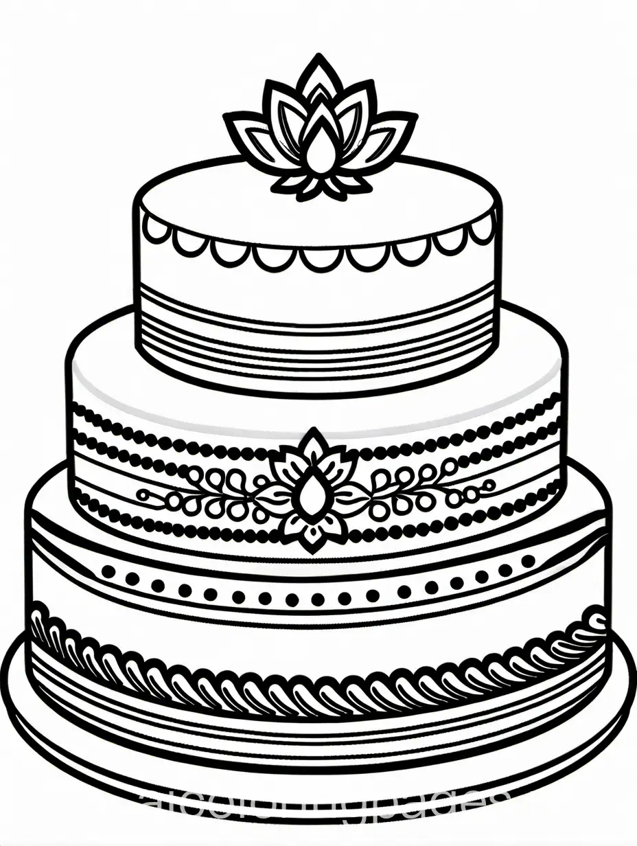 Indian-Wedding-Cake-Coloring-Page-for-Kids-Simple-Line-Art-on-White-Background